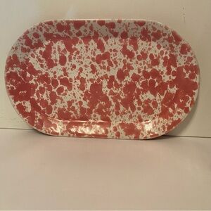 BENNINGTON POTTERS USA OVAL BREAKFAST PLATE PINK AGATE STONEWARE 1633 HOME